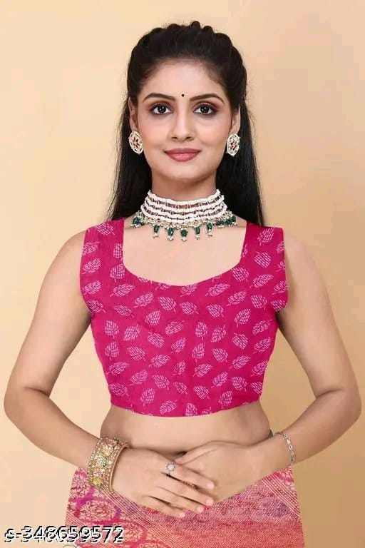 SM Women Cotton Printed Saree with Running Blouse