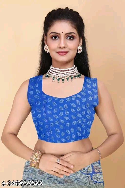 SM Women Cotton Printed Saree with Running Blouse