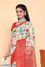 SM Women Cotton Printed Saree with Running Blouse