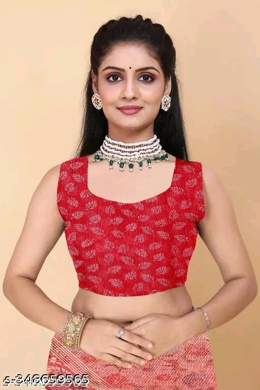SM Women Cotton Printed Saree with Running Blouse