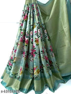 SM Women Khadi Silk Printed Saree with Running Blouse