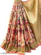 SM Women Khadi Silk Printed Saree with Running Blouse