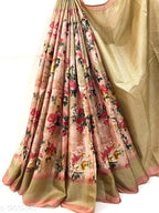 SM Women Khadi Silk Printed Saree with Running Blouse