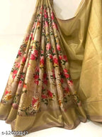 SM Women Khadi Silk Printed Saree with Running Blouse
