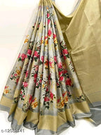 SM Women Khadi Silk Printed Saree with Running Blouse