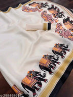 SM Women Khadi Silk Printed Saree with Running Blouse