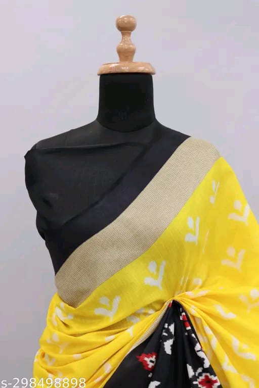 SM Women Khadi Silk Printed Saree with Running Blouse