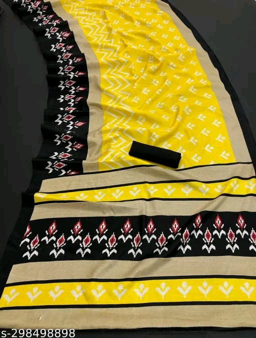 SM Women Khadi Silk Printed Saree with Running Blouse