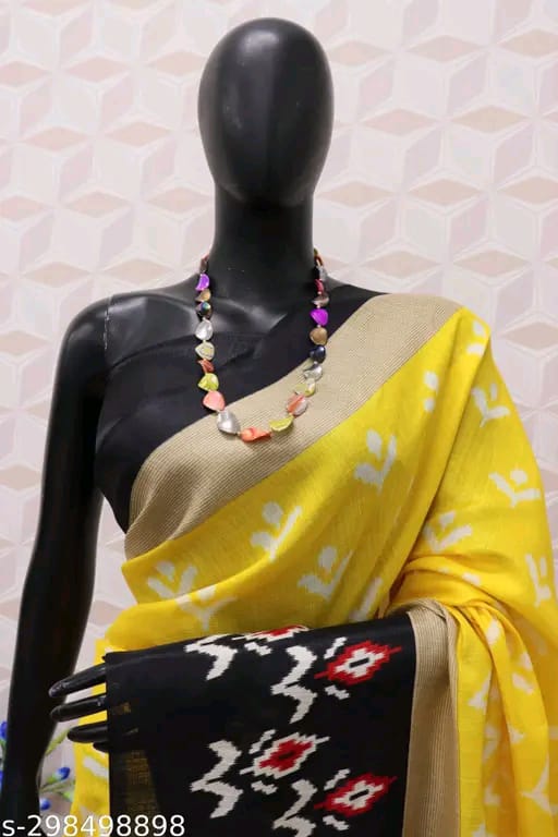 SM Women Khadi Silk Printed Saree with Running Blouse