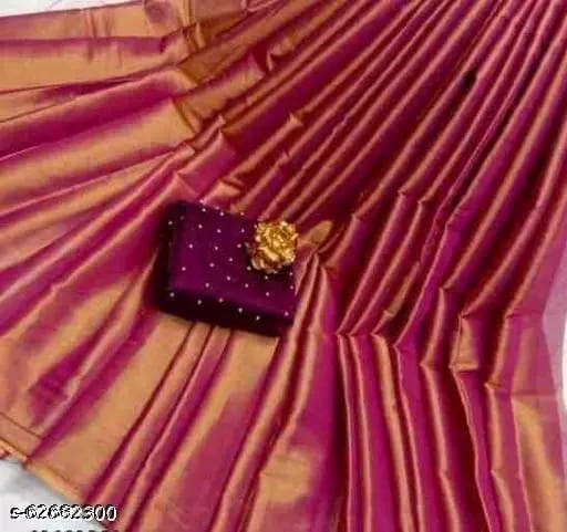 SM Women Cotton Silk Solid Saree with Embellished Blouse