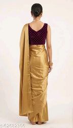 SM Women Cotton Silk Solid Saree with Embellished Blouse