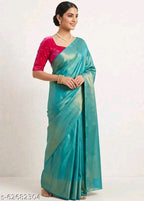 SM Women Cotton Silk Solid Saree with Embellished Blouse