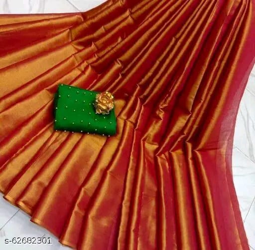 SM Women Cotton Silk Solid Saree with Embellished Blouse