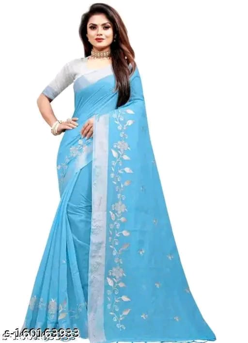 SM Women Chanderi Cotton Saree with Poly Silk Blouse