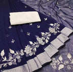 SM Women Chanderi Cotton Saree with Poly Silk Blouse