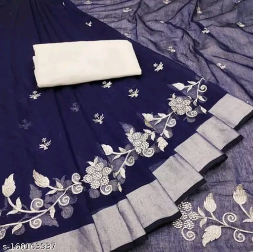 SM Women Chanderi Cotton Saree with Poly Silk Blouse