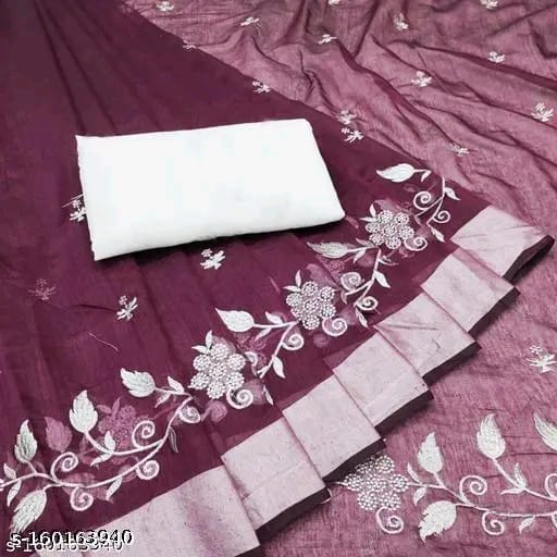 SM Women Chanderi Cotton Saree with Poly Silk Blouse