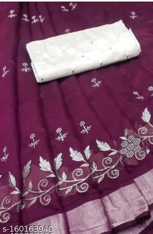 SM Women Chanderi Cotton Saree with Poly Silk Blouse