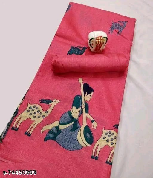 SM Women Khadi Silk Printed Saree with Blouse