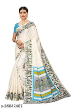 SM Women Khadi Silk Printed Saree with Blouse