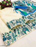 SM Women Khadi Silk Printed Saree with Blouse