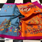 SM Women Khadi Silk Printed Saree with Blouse