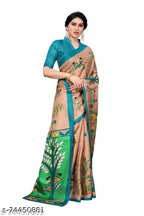 SM Women Khadi Silk Printed Saree with Blouse