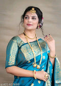 SM Women Banarasi Silk Woven Design Saree with Running Blouse