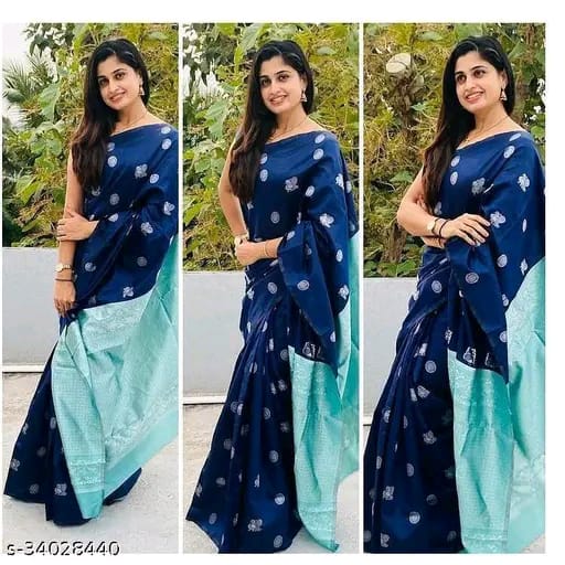 SM Women Kanjeevaram Silk Zari Woven Saree with Jacquard Blouse