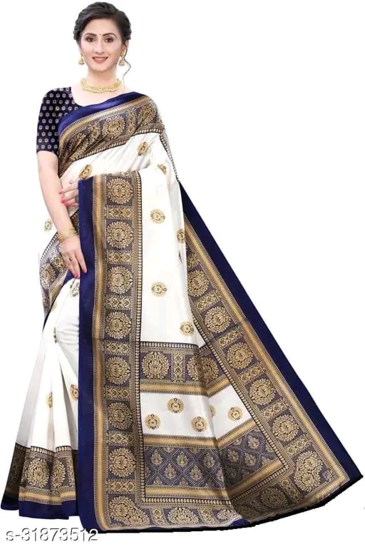 SM Women Art Silk Saree with Separate Blouse Piece