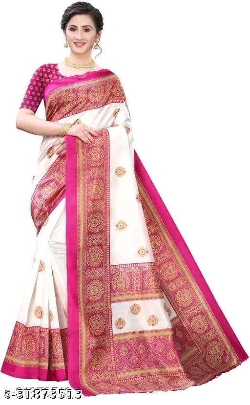 SM Women Art Silk Saree with Separate Blouse Piece