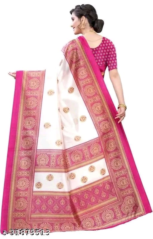 SM Women Art Silk Saree with Separate Blouse Piece