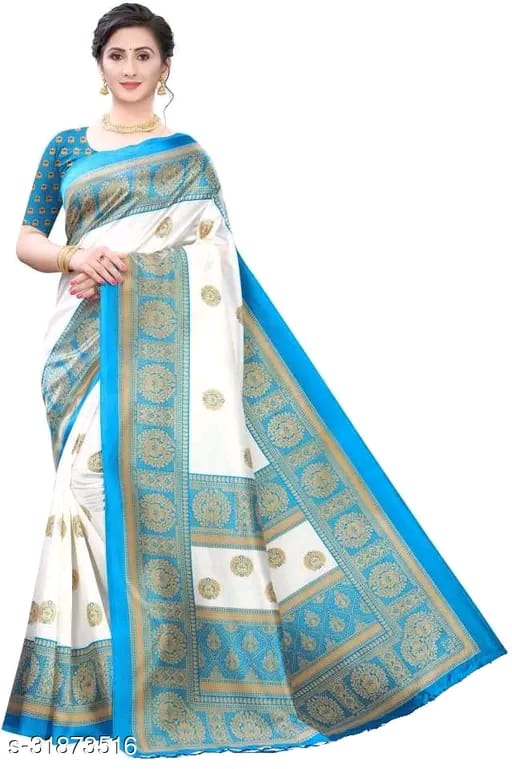 SM Women Art Silk Saree with Separate Blouse Piece