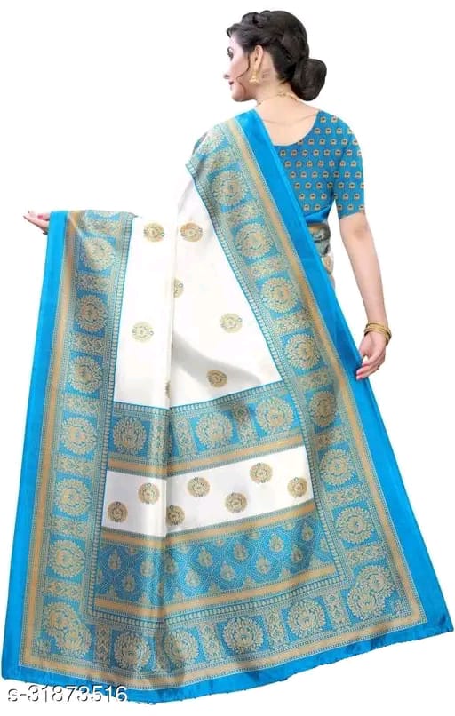 SM Women Art Silk Saree with Separate Blouse Piece