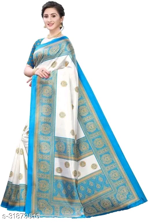 SM Women Art Silk Saree with Separate Blouse Piece