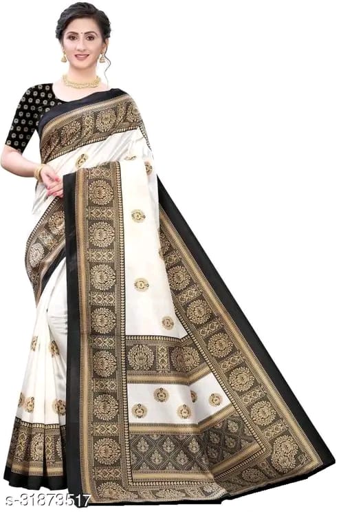 SM Women Art Silk Saree with Separate Blouse Piece