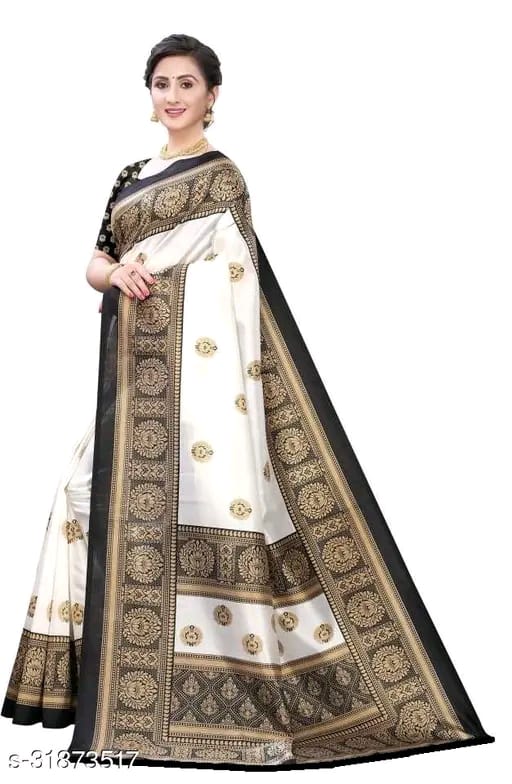 SM Women Art Silk Saree with Separate Blouse Piece