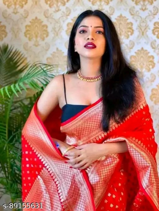 SM Women Banarasi Silk Saree with Blouse