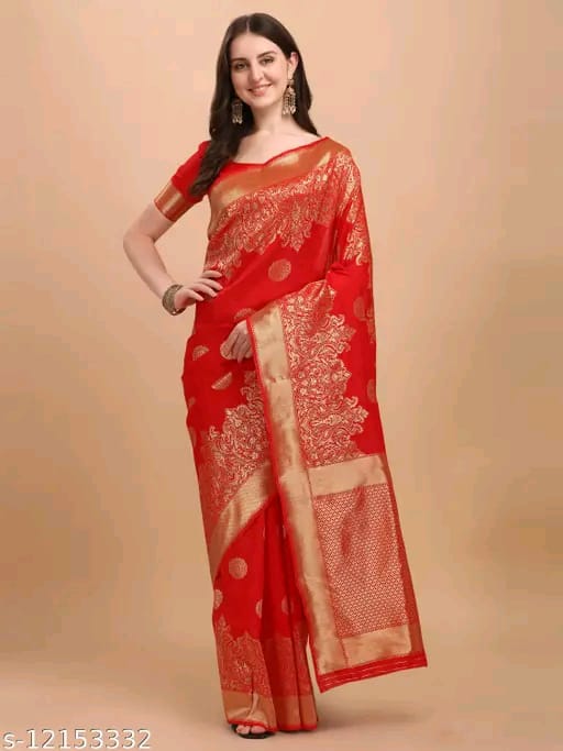 SM Women Banarasi Silk Saree with Blouse