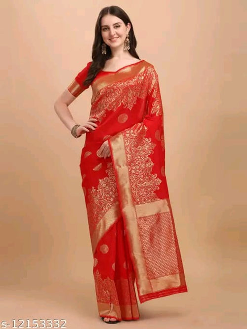 SM Women Banarasi Silk Saree with Blouse