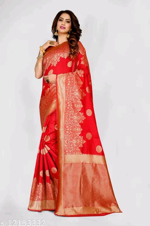 SM Women Banarasi Silk Saree with Blouse