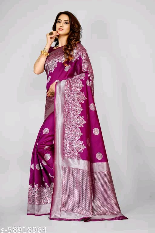 SM Women Banarasi Silk Saree with Blouse