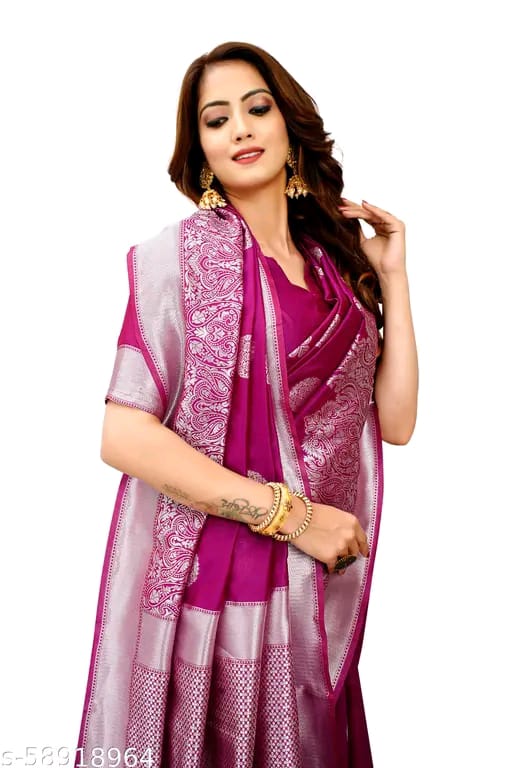 SM Women Banarasi Silk Saree with Blouse