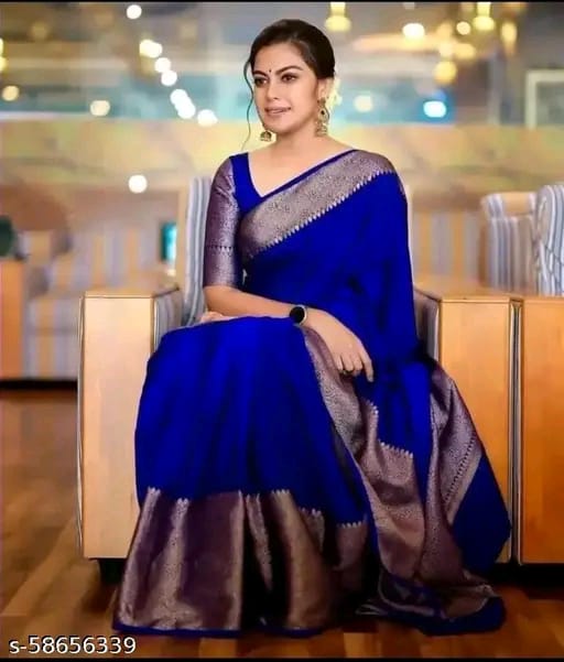 SM Women Banarasi Silk Saree with Blouse