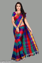 SM Women Cotton Silk Saree with Matching Blouse
