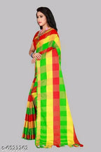 SM Women Cotton Silk Saree with Matching Blouse