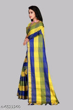 SM Women Cotton Silk Saree with Matching Blouse