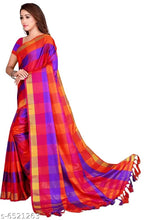SM Women Cotton Silk Saree with Matching Blouse
