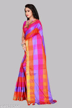 SM Women Cotton Silk Saree with Matching Blouse