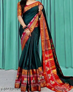 SM Women Cotton Silk Embroidered Saree with Jacquard Blouse